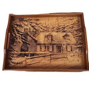 HOUSE of LLOYD TRAY 15"x11” Teak Wood Handles Cabin Decor Country Core